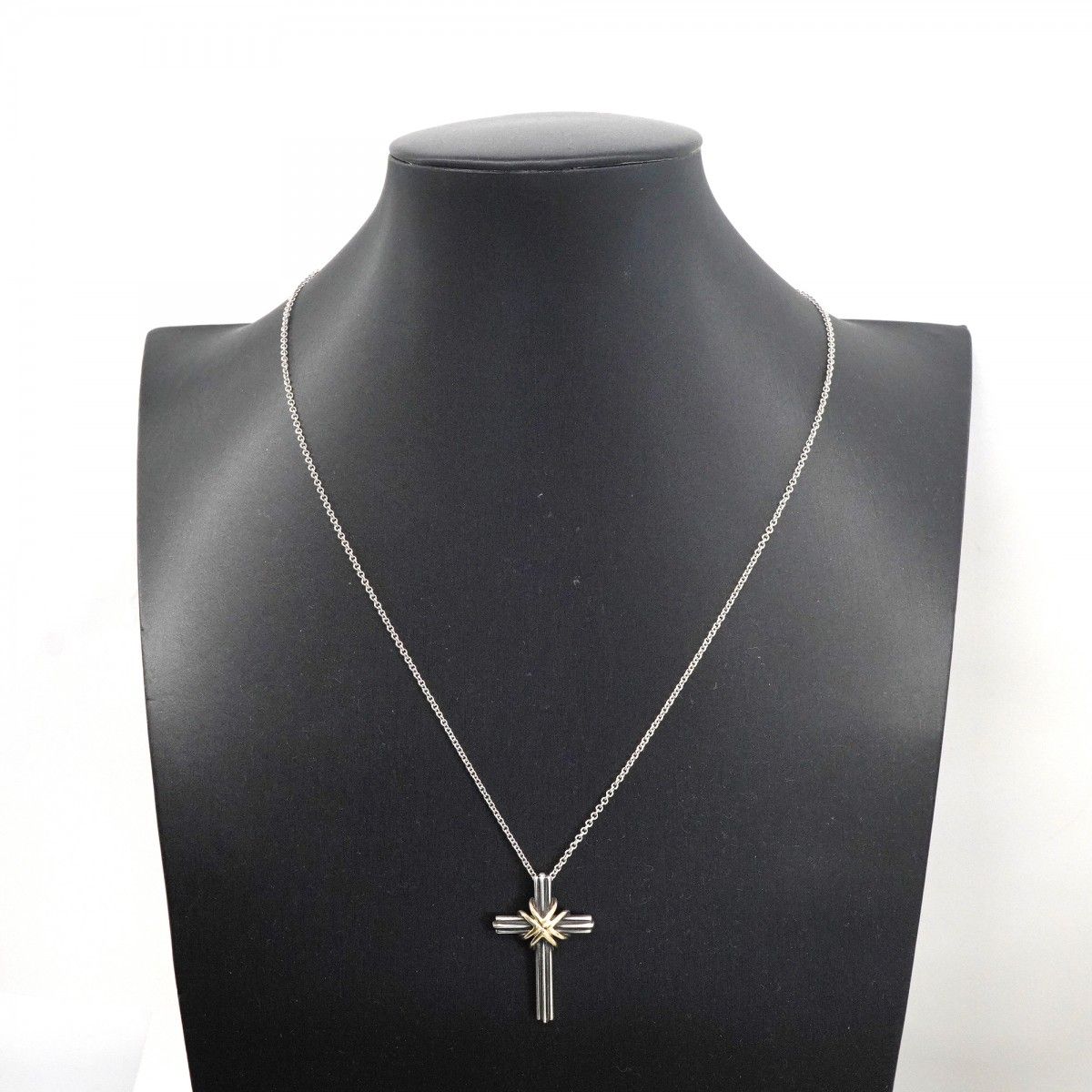 Tiffany & Co Necklace Signature Cross 18k Yellow Gold Silver — view 7