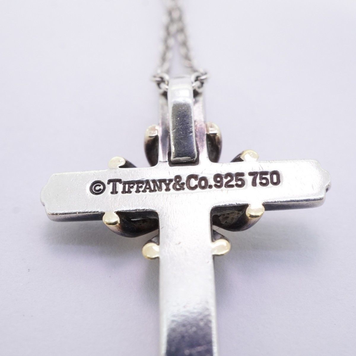 Tiffany & Co Necklace Signature Cross 18k Yellow Gold Silver — view 6