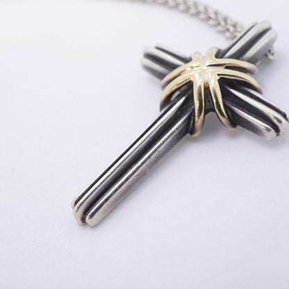 Tiffany & Co Necklace Signature Cross 18k Yellow Gold Silver — view 8