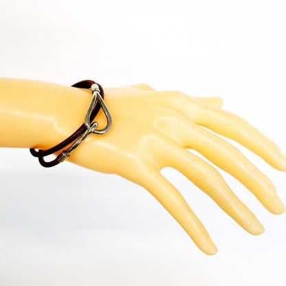 Hermes Bracelet Jumbo Hook Metal Leather Silver Brown — view 6