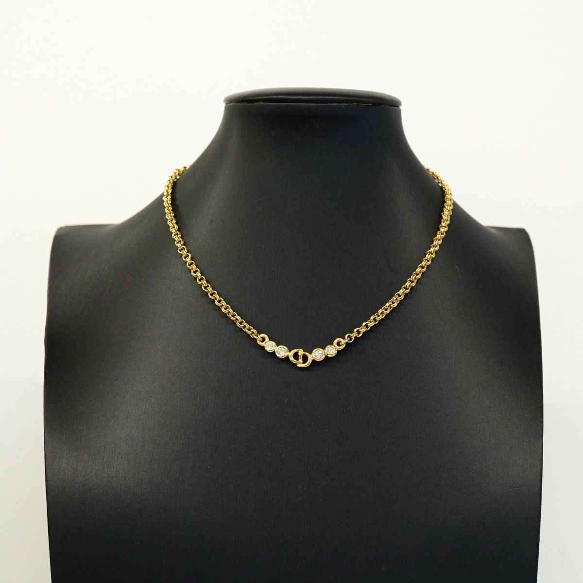 Dior Necklace CD Logo Gold Plated Rhinestone — view 5