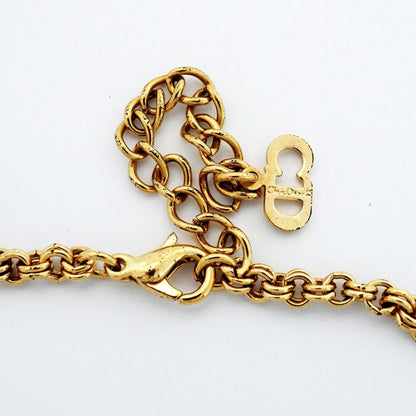 Dior Necklace CD Logo Gold Plated Rhinestone — view 4