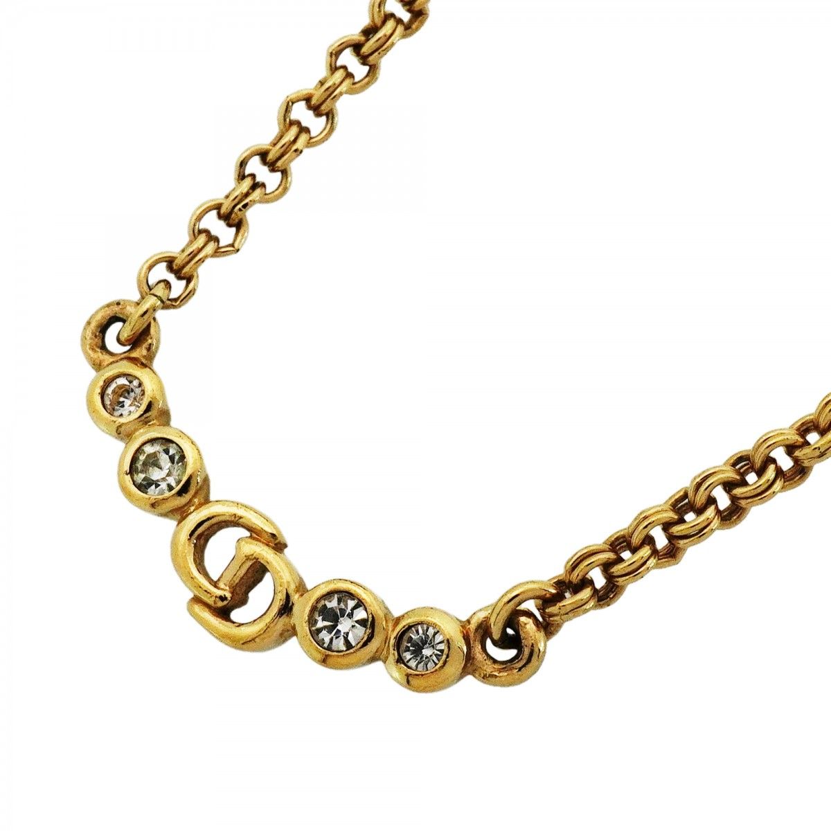 Dior Necklace CD Logo Gold Plated Rhinestone
