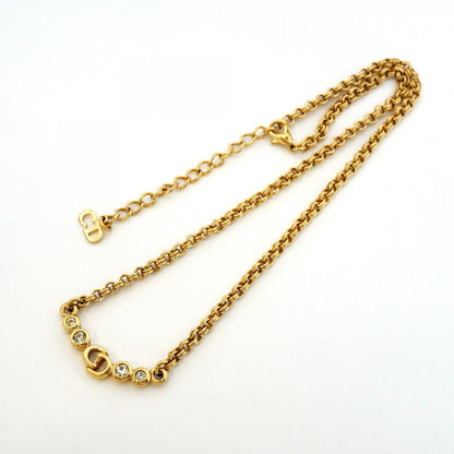 Dior Necklace CD Logo Gold Plated Rhinestone — view 3