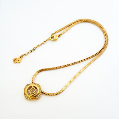 Dior Necklace Logo Gold Plated Rhinestone — view 3