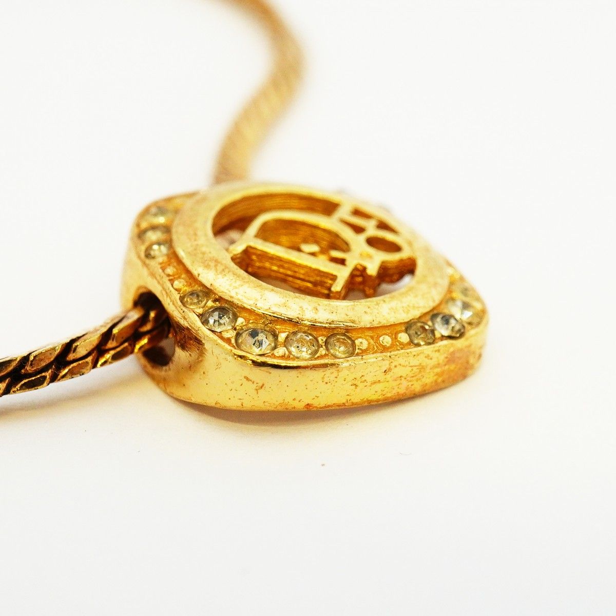 Dior Necklace Logo Gold Plated Rhinestone — view 7