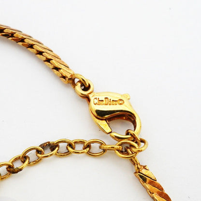 Dior Necklace Logo Gold Plated Rhinestone — view 5