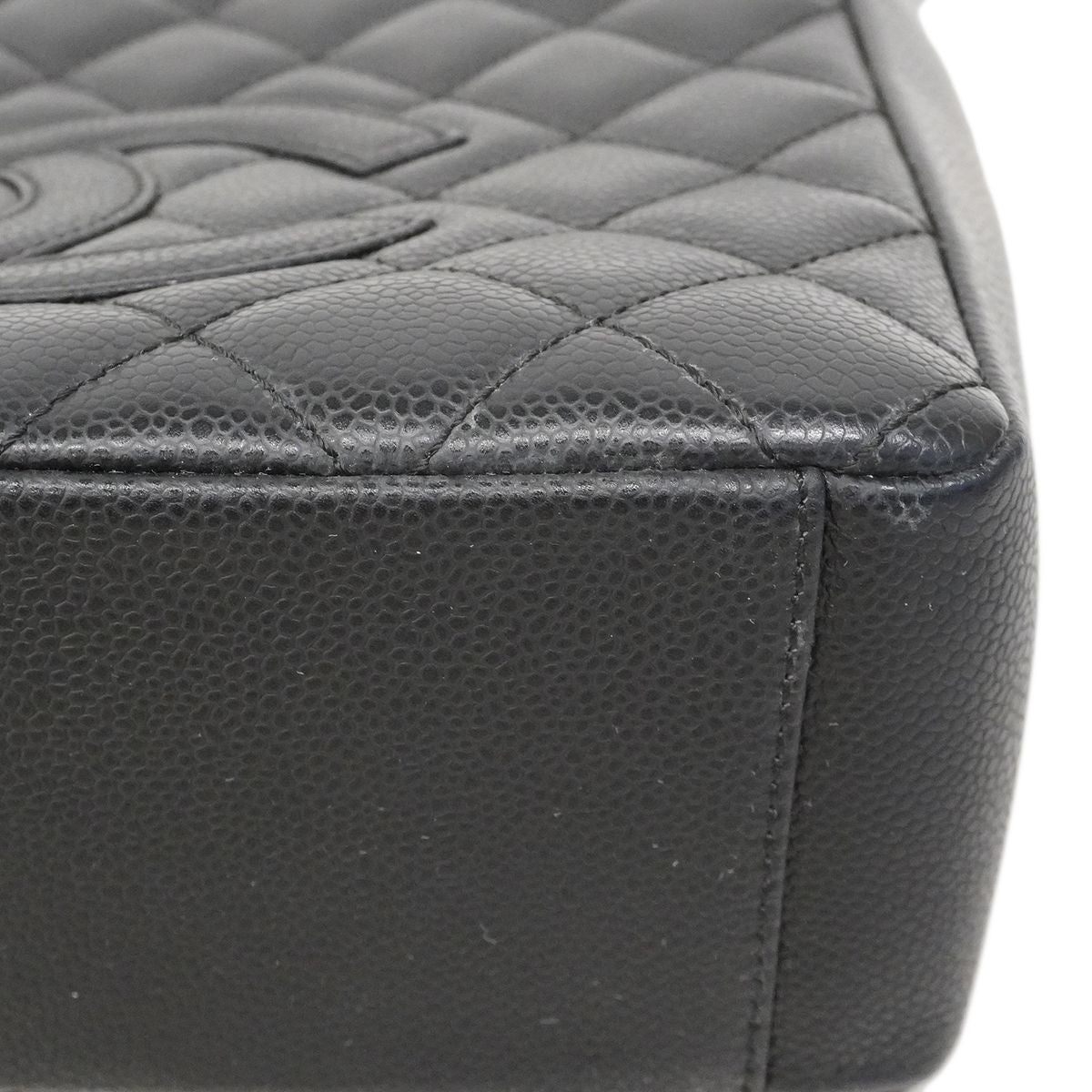 Chanel Chain Tote Quilted Caviar Leather Black Silver — view 7