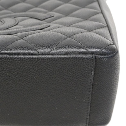 Chanel Chain Tote Quilted Caviar Leather Black Silver — view 7