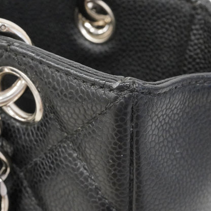 Chanel Chain Tote Quilted Caviar Leather Black Silver — view 6