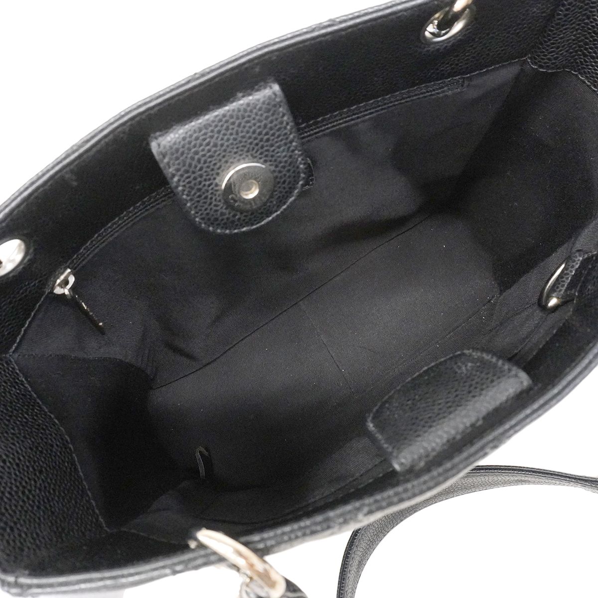 Chanel Chain Tote Quilted Caviar Leather Black Silver — view 4