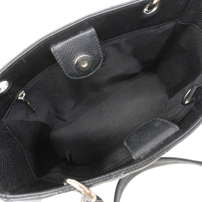 Chanel Chain Tote Quilted Caviar Leather Black Silver — view 4