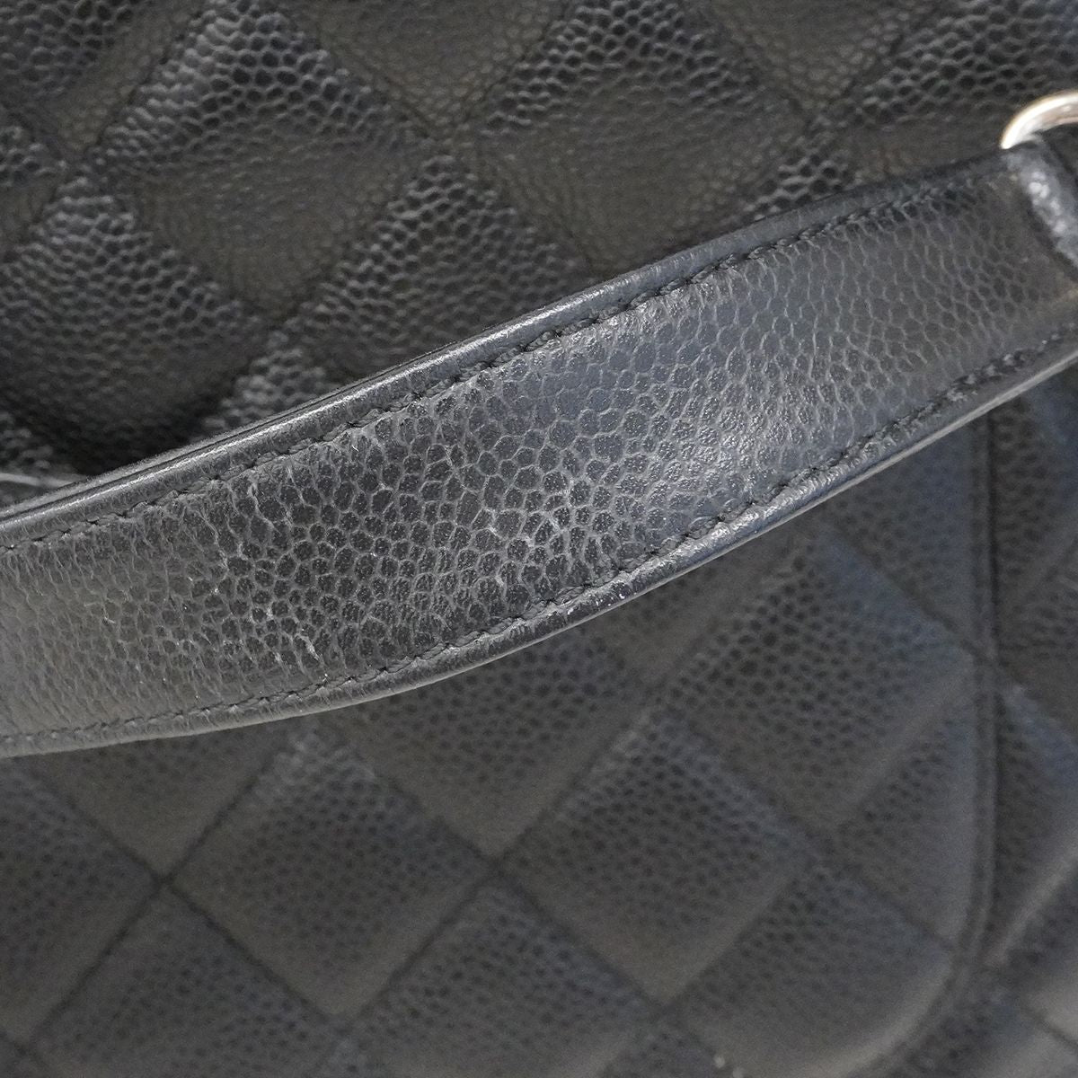 Chanel Chain Tote Quilted Caviar Leather Black Silver — view 9