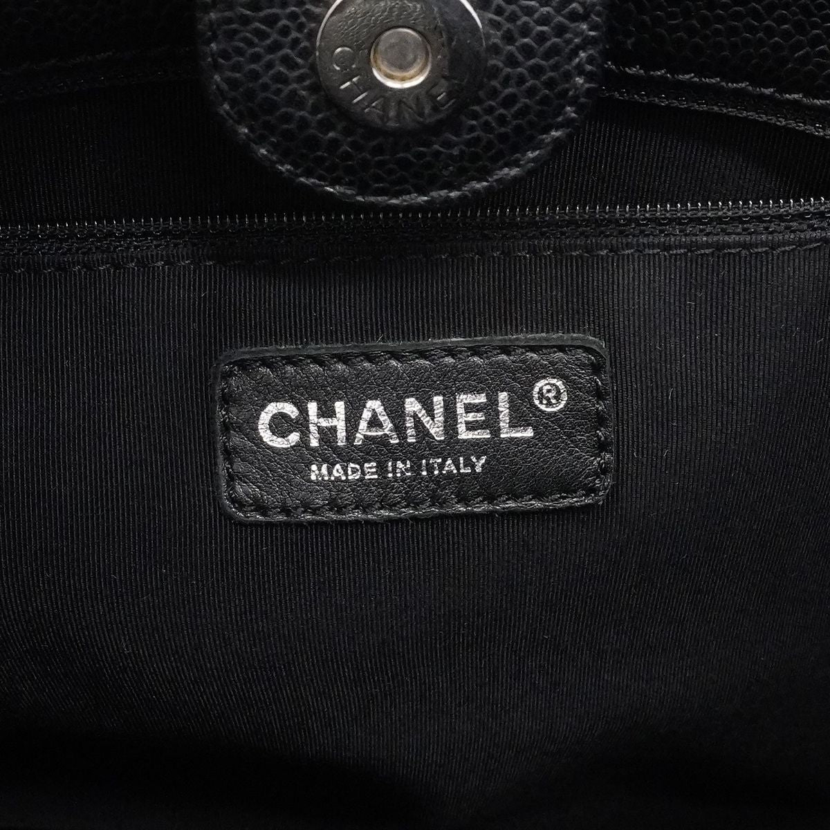 Chanel Chain Tote Quilted Caviar Leather Black Silver — view 5