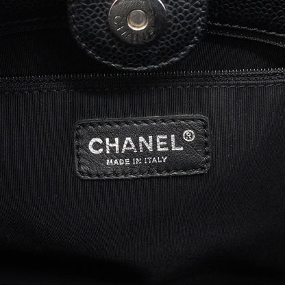 Chanel Chain Tote Quilted Caviar Leather Black Silver — view 5