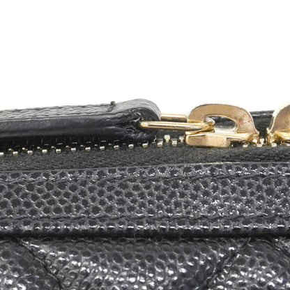 Chanel Handbag Quilted Caviar Leather Black Champagne Gold 2-Way — view 6