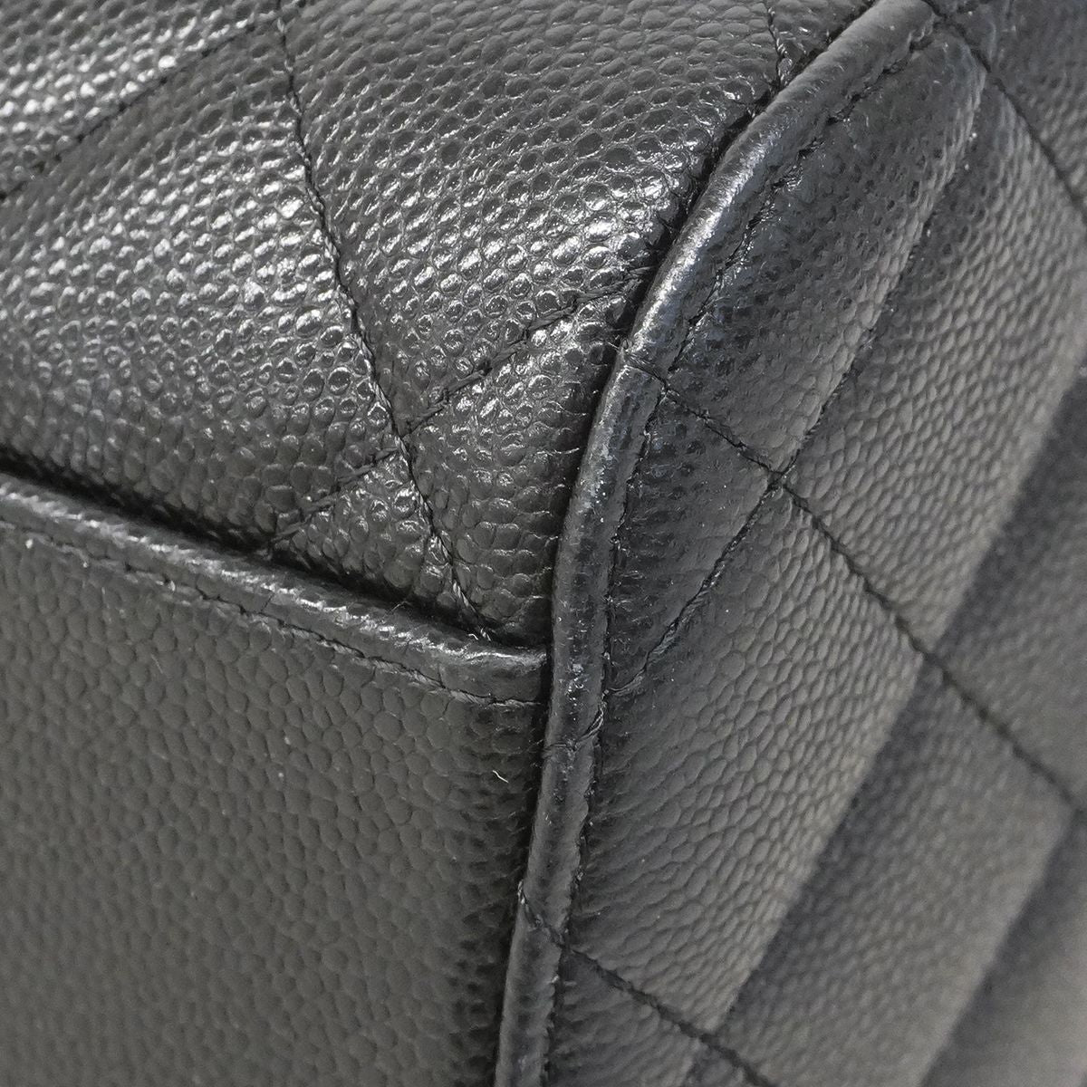 Chanel Handbag Quilted Caviar Leather Black Champagne Gold 2-Way — view 9