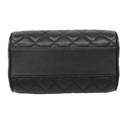 Chanel Handbag Quilted Caviar Leather Black Champagne Gold 2-Way — view 3