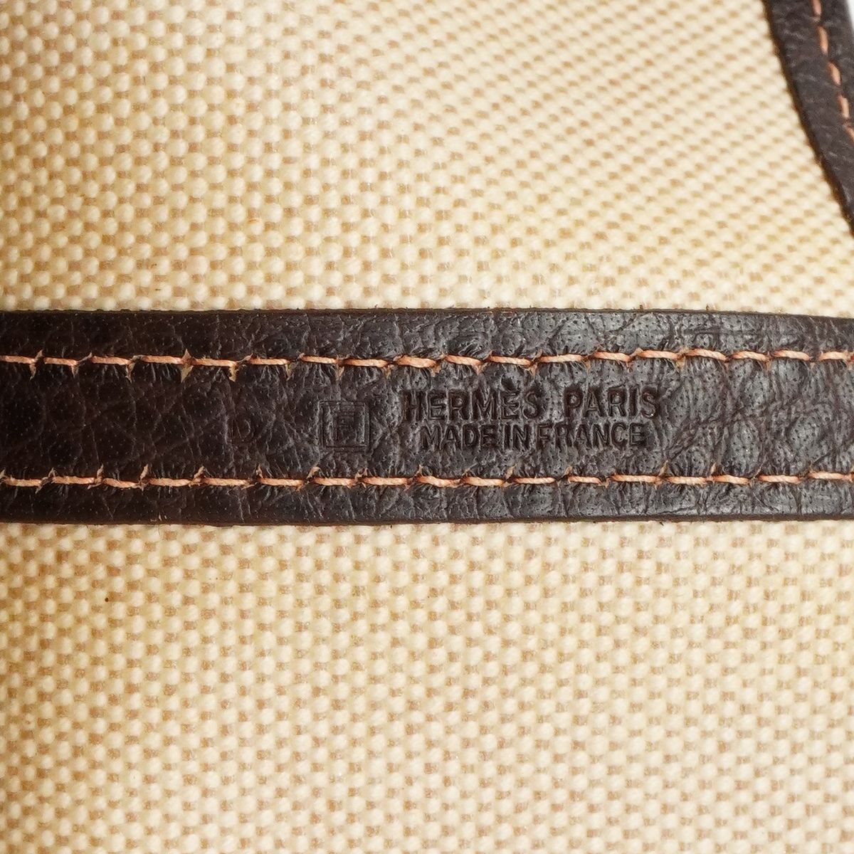 Hermes Tote Garden Party PM Toile Ash Brown Beige Silver — view 5