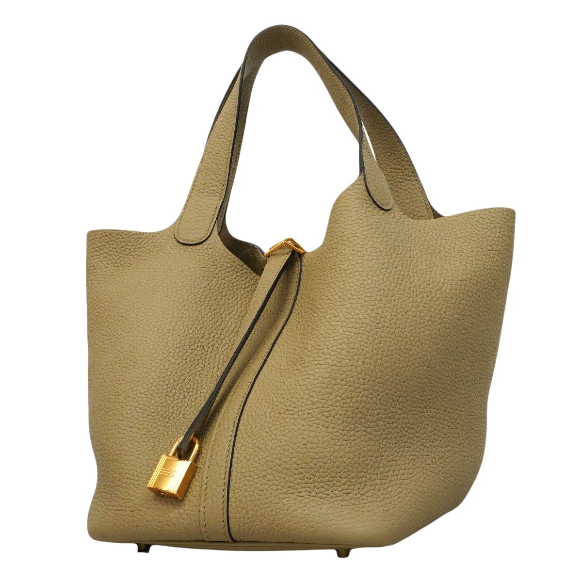 Hermes Handbag Picotin Lock Taurillon Clemence Beige Marfa Gold