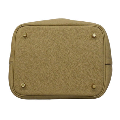 Hermes Handbag Picotin Lock Taurillon Clemence Beige Marfa Gold — view 3