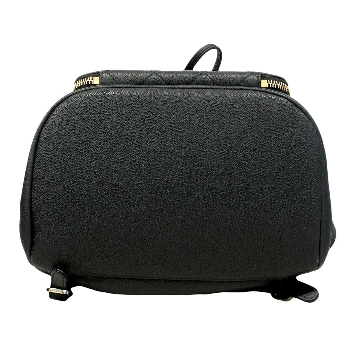 Chanel Backpack Quilted Caviar Leather Black Champagne Gold — view 3