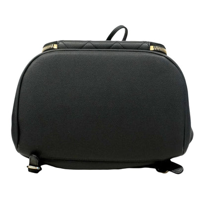 Chanel Backpack Quilted Caviar Leather Black Champagne Gold — view 3