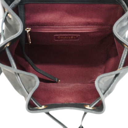 Chanel Backpack Quilted Caviar Leather Black Champagne Gold — view 4