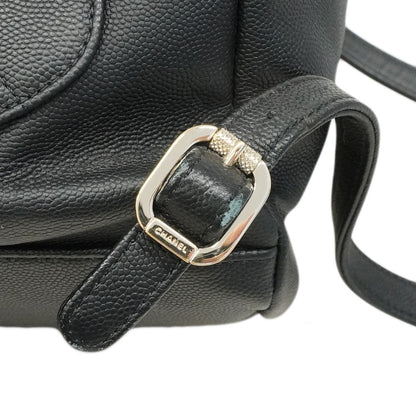 Chanel Backpack Quilted Caviar Leather Black Champagne Gold — view 6