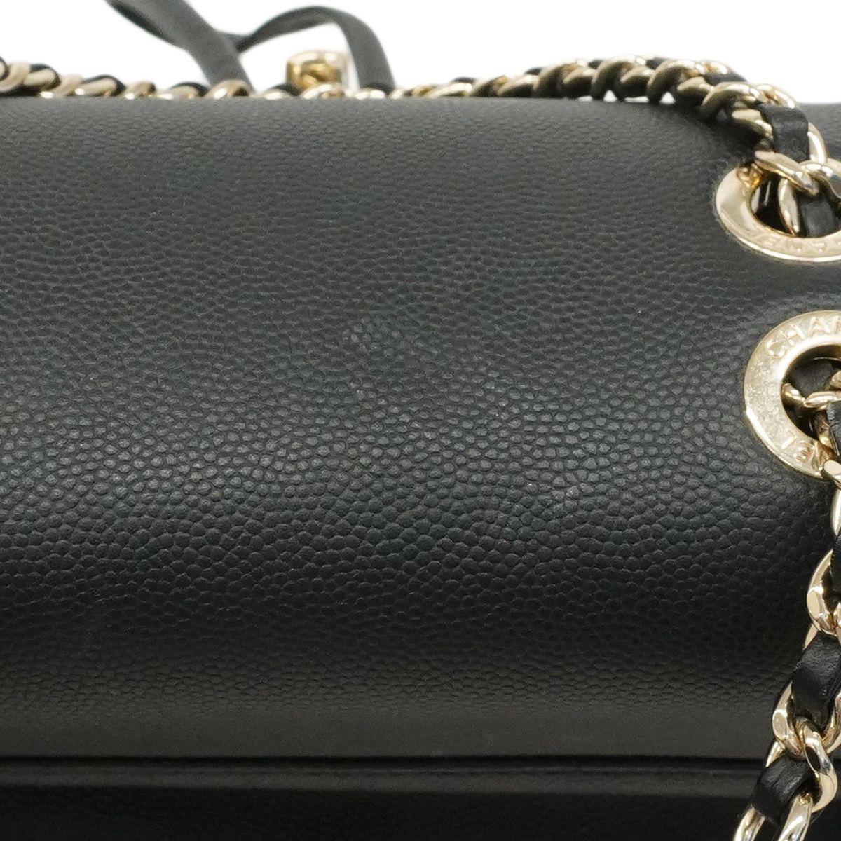 Chanel Backpack Quilted Caviar Leather Black Champagne Gold — view 8
