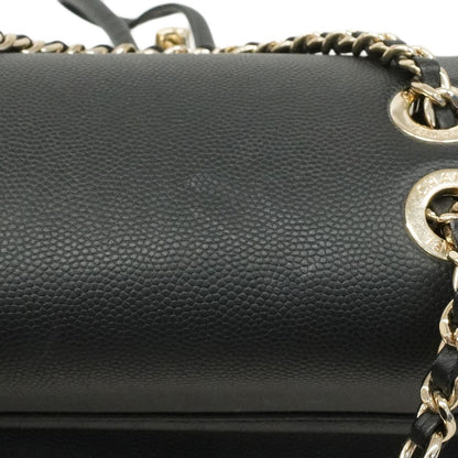 Chanel Backpack Quilted Caviar Leather Black Champagne Gold — view 8