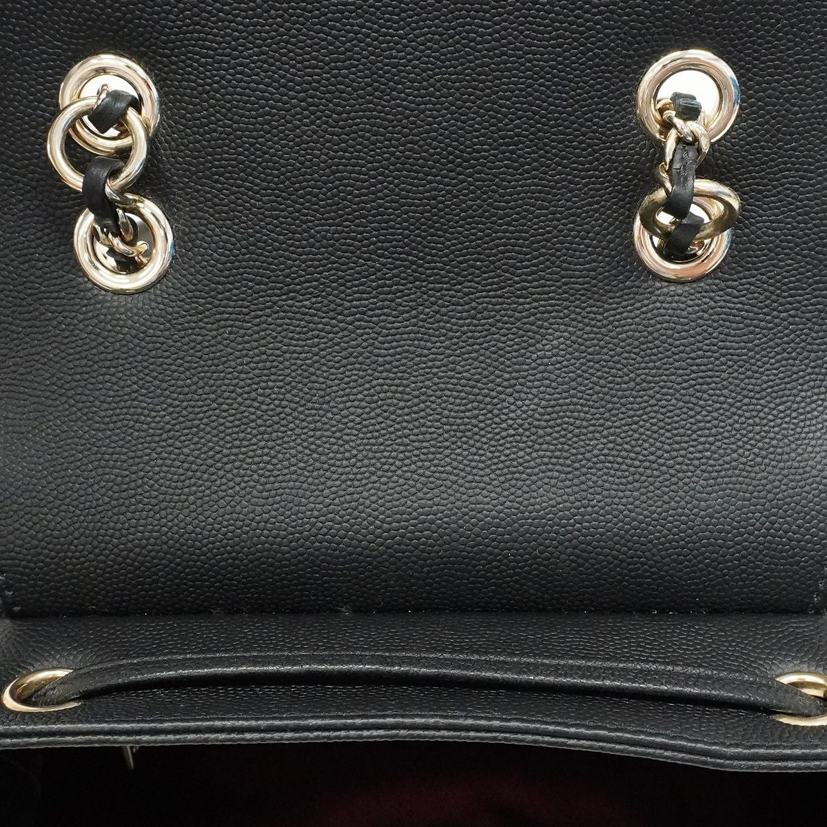 Chanel Backpack Quilted Caviar Leather Black Champagne Gold — view 9