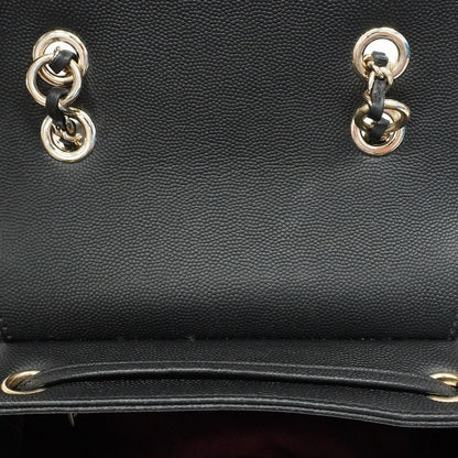 Chanel Backpack Quilted Caviar Leather Black Champagne Gold — view 9