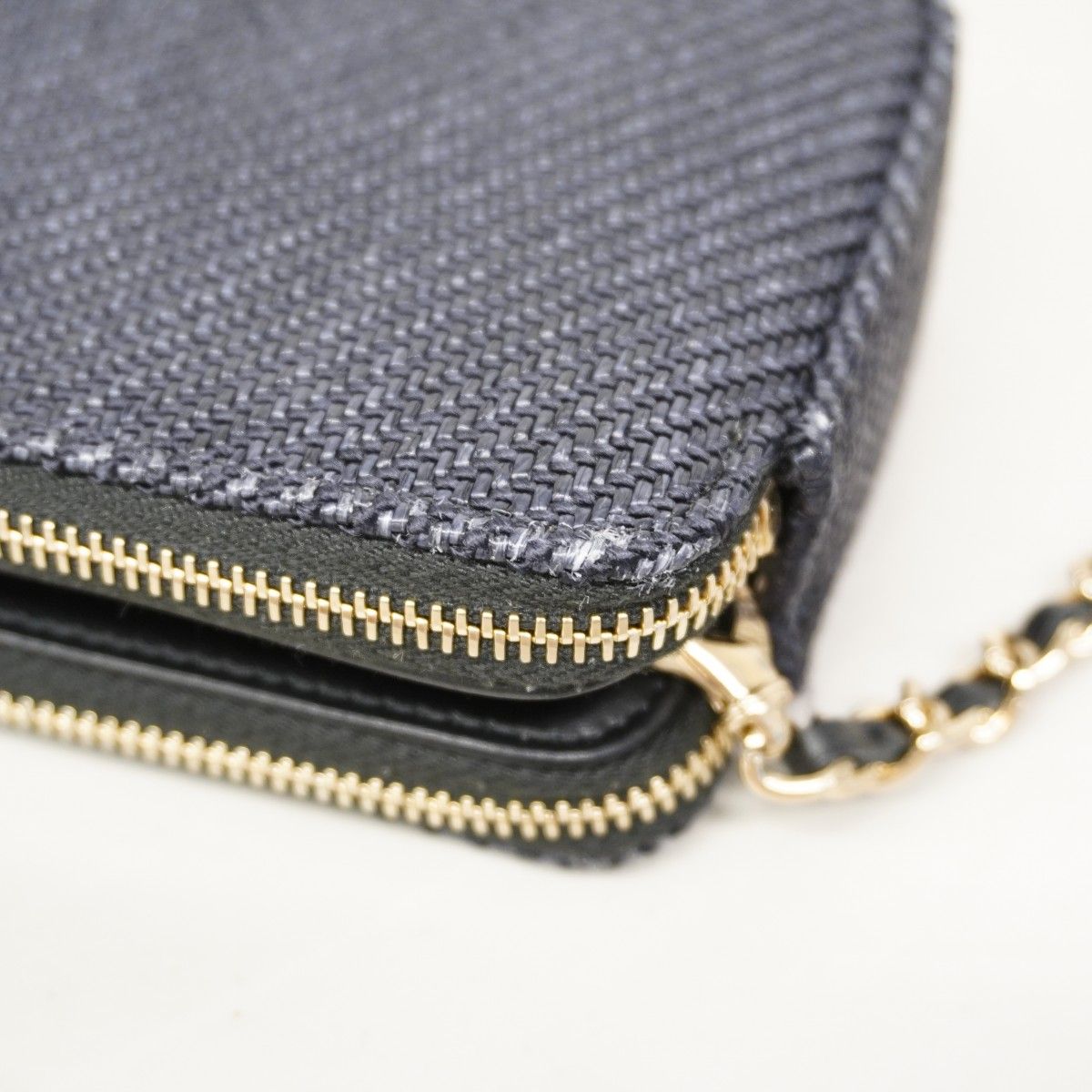 Chanel Shoulder Wallet Deauville Tweed Navy Champagne Gold Handbag — view 6