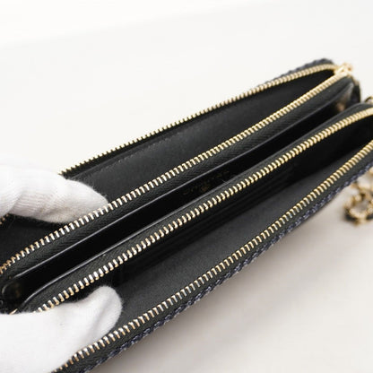 Chanel Shoulder Wallet Deauville Tweed Navy Champagne Gold Handbag — view 4