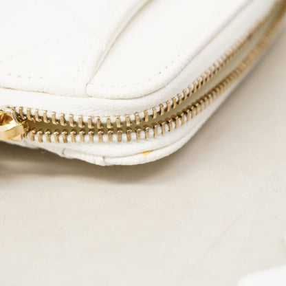 Chanel Coin Case Quilted Caviar Leather White Champagne Gold — view 5