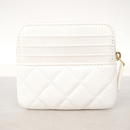 Chanel Coin Case Quilted Caviar Leather White Champagne Gold — view 6