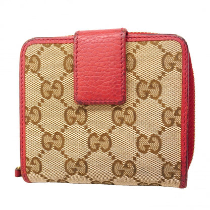 Gucci Wallet GG Canvas Beige Red Gold