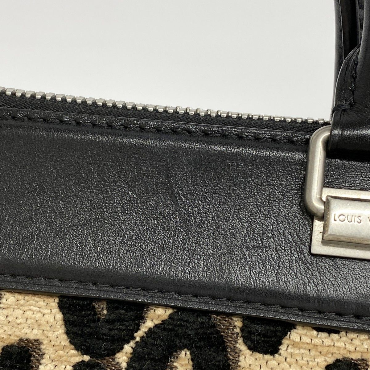 Louis Vuitton Handbag Steven Sprout Calf Opad Speedy PM Black Beige — view 8