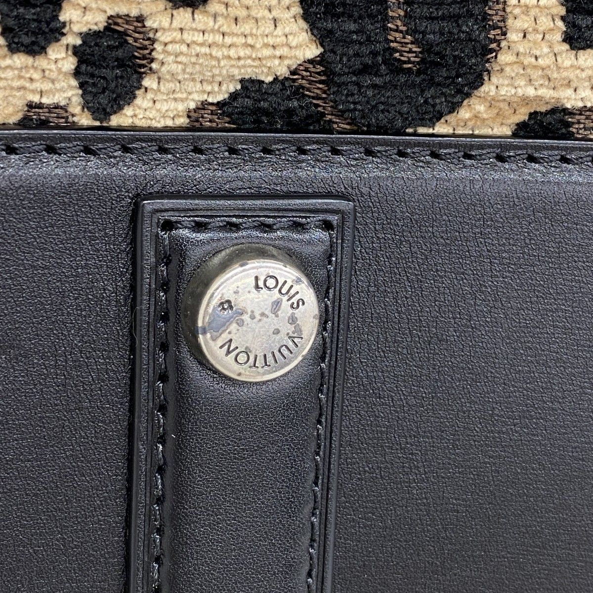Louis Vuitton Handbag Steven Sprout Calf Opad Speedy PM Black Beige — view 6