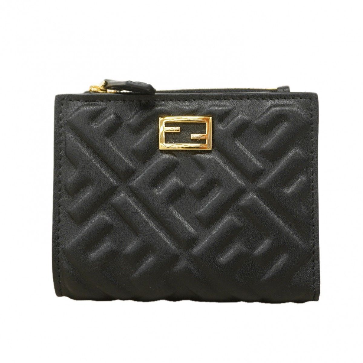 Fendi Wallet Leather Black Gold