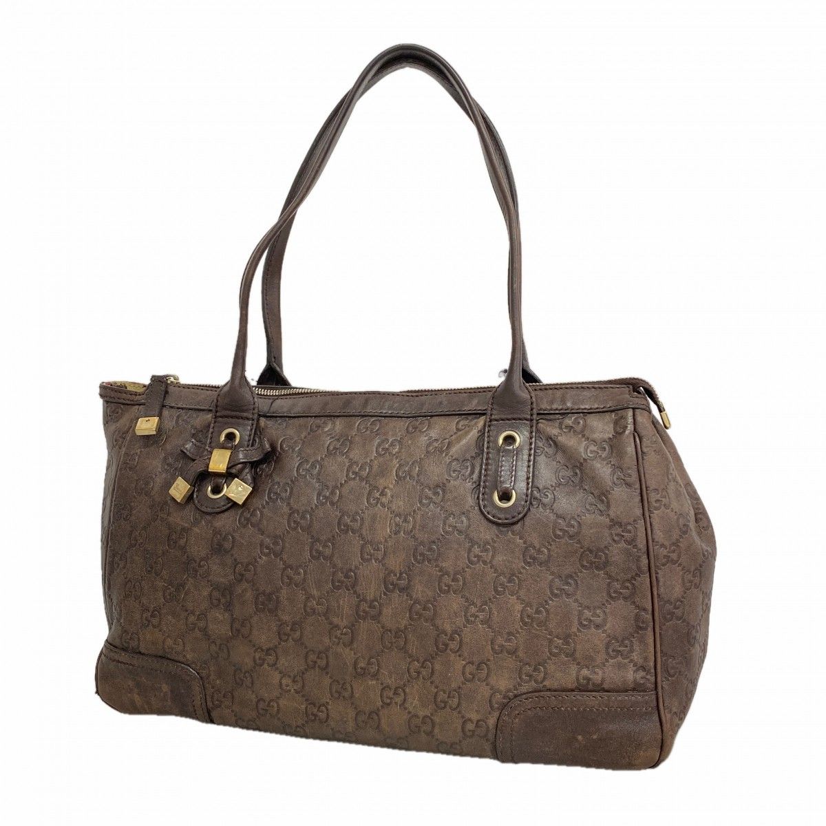 Gucci Tote Guccissima Leather Dark Brown Chien Pants Gold