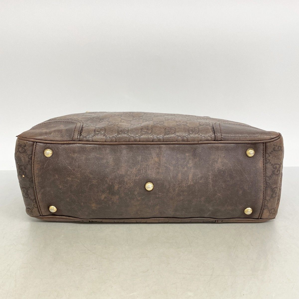 Gucci Tote Guccissima Leather Dark Brown Chien Pants Gold — view 3