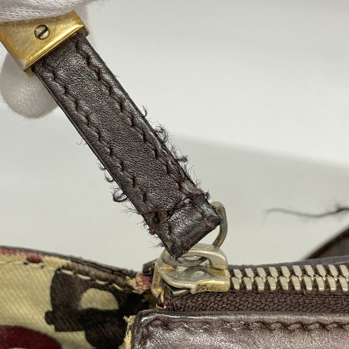 Gucci Tote Guccissima Leather Dark Brown Chien Pants Gold — view 6