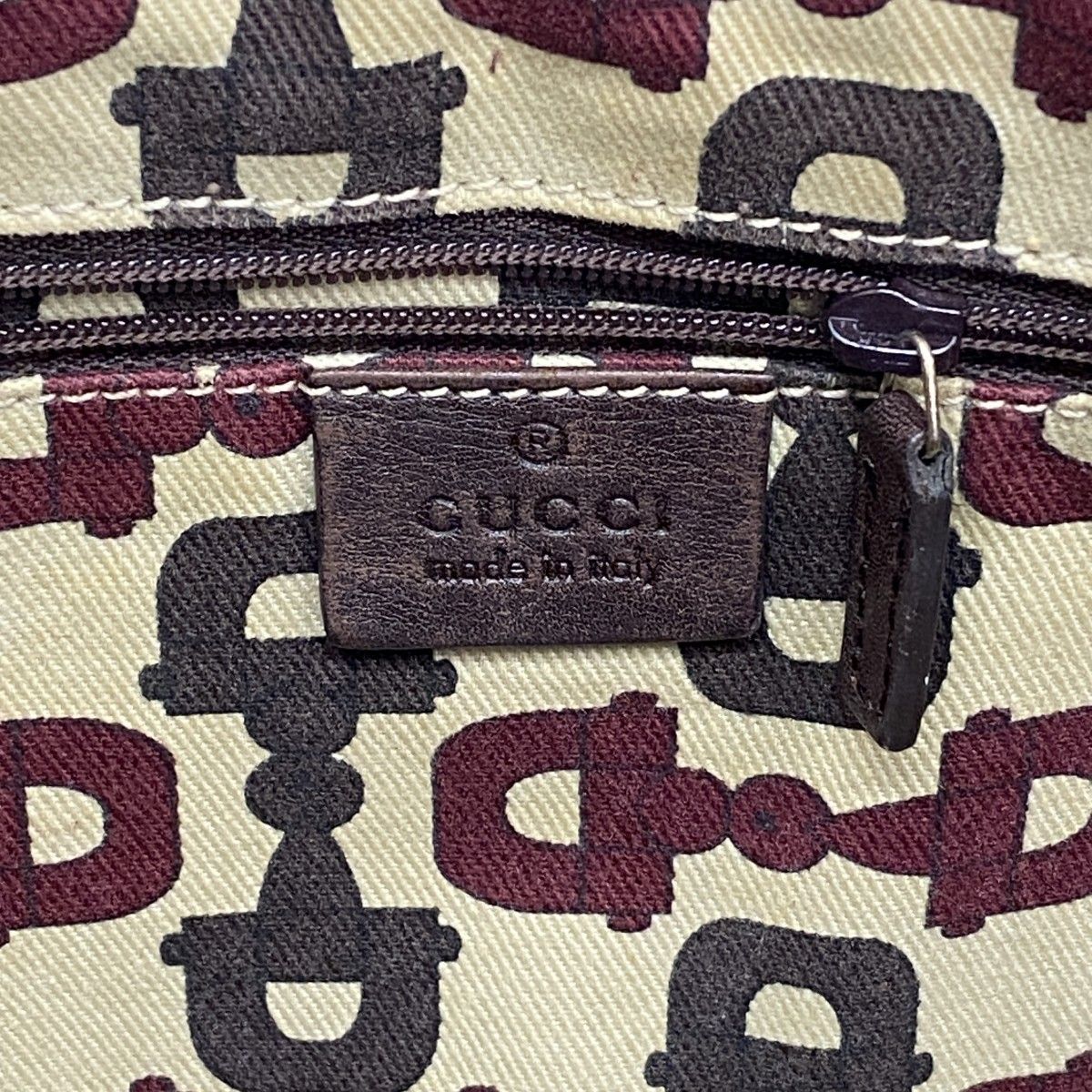 Gucci Tote Guccissima Leather Dark Brown Chien Pants Gold — view 5
