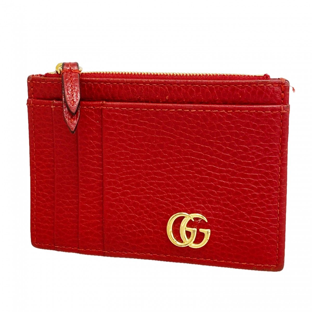 Gucci Coin Case GG Marmont Leather Red Gold