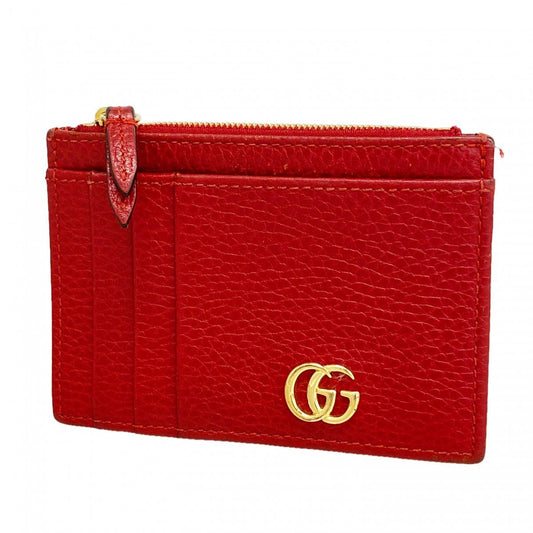 Gucci Coin Case GG Marmont Leather Red Gold