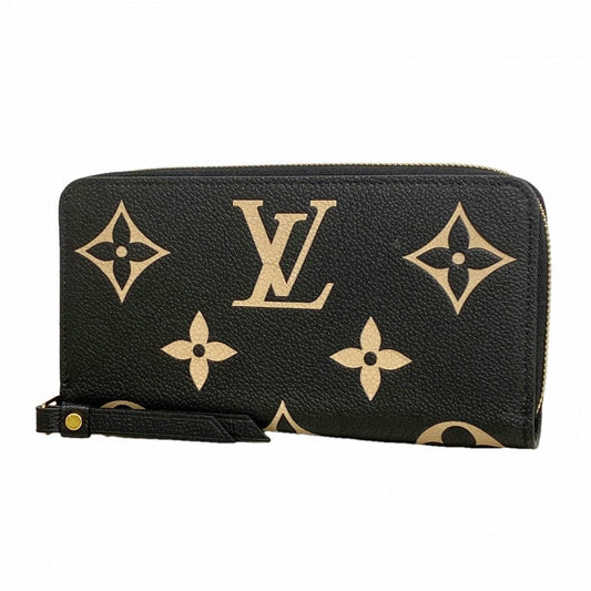 Louis Vuitton Wallet Monogram Empreinte Bicolor Zippy Black Beige