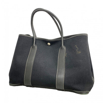 Hermes Tote Garden Party PM Toile Officier Black Silver