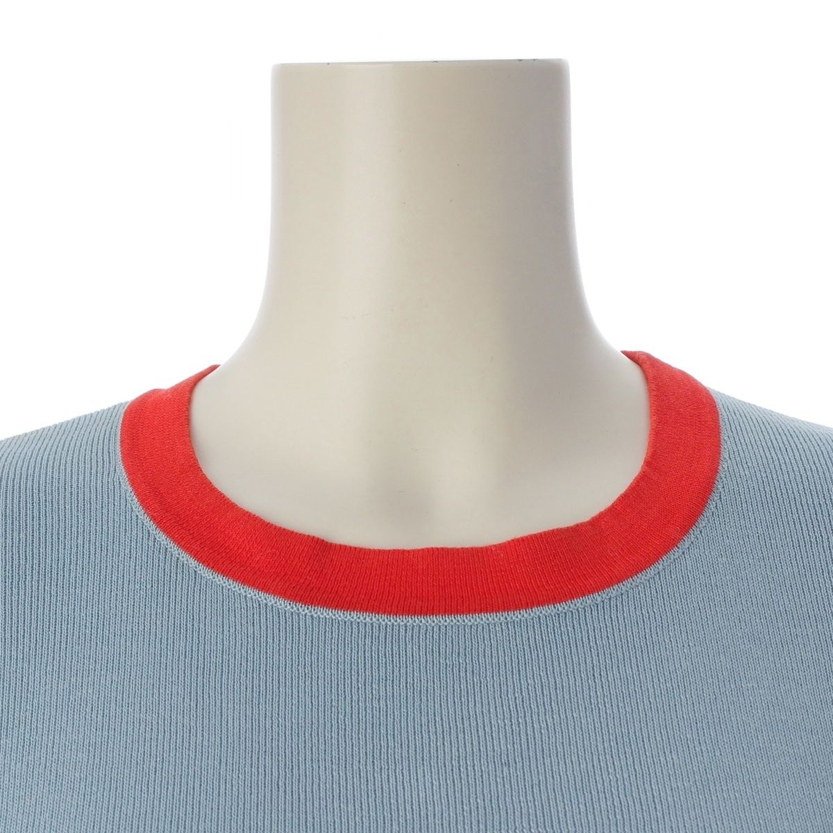 Chanel Cotton CC Logo Ringer Knit Top Blue Red 42 Sweater — view 5